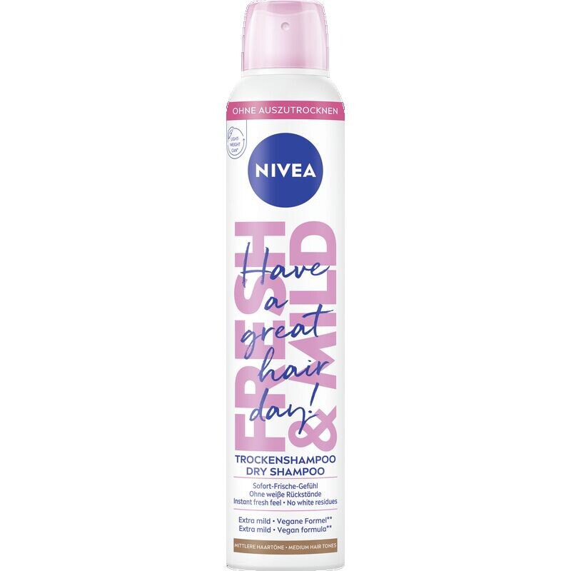 Сухой шампунь Fresh & Mild для средних тонов волос NIVEA, 200 ml
Сухой шампунь Fresh & Mild для средних тонов волос NIVEA, 200 ml