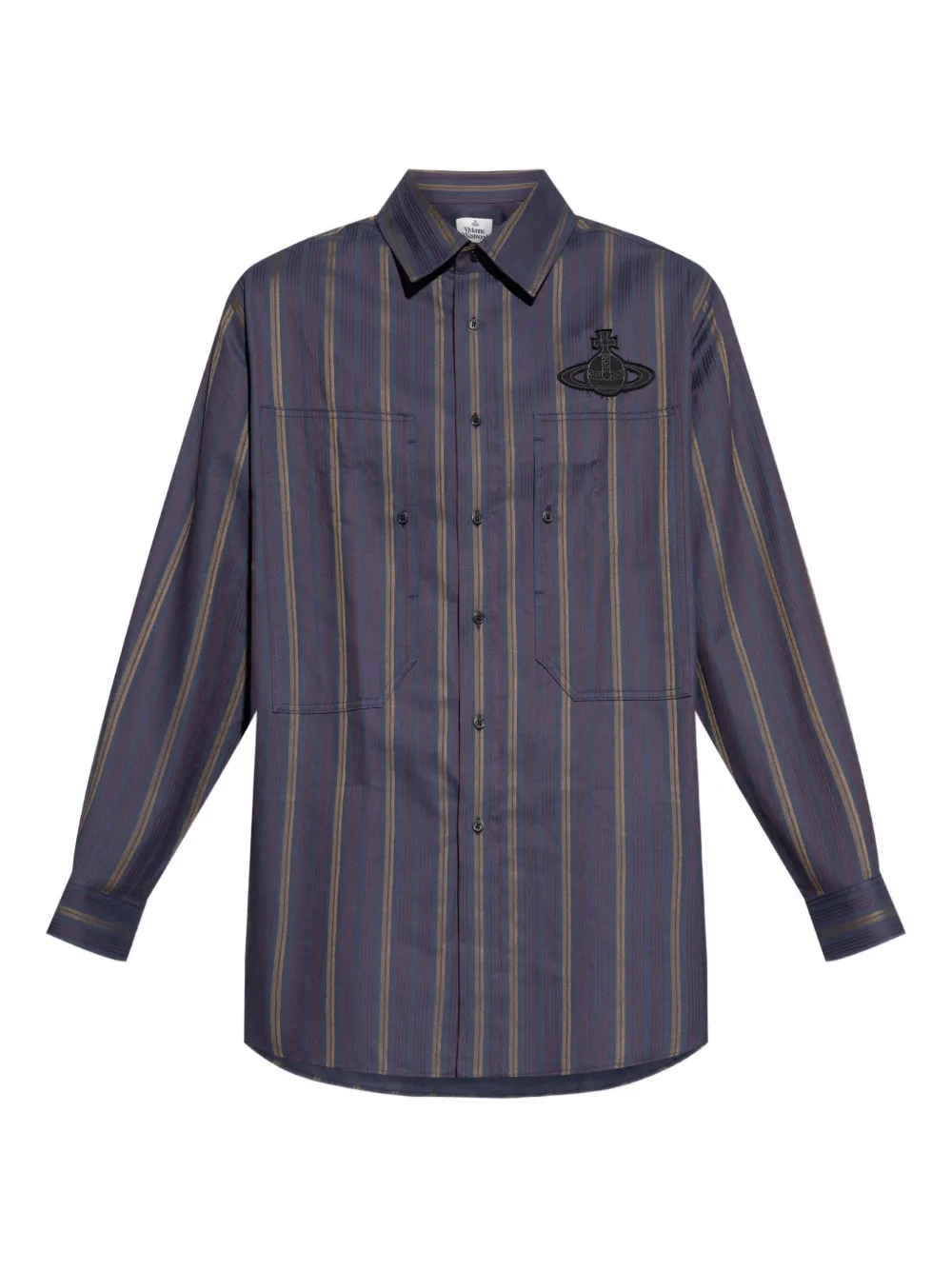 Рубашка в полоску с украшением в виде орба Vivienne Westwood, фиолетовый
Рубашка в полоску с украшением в виде орба Vivienne Westwood, фиолетовый