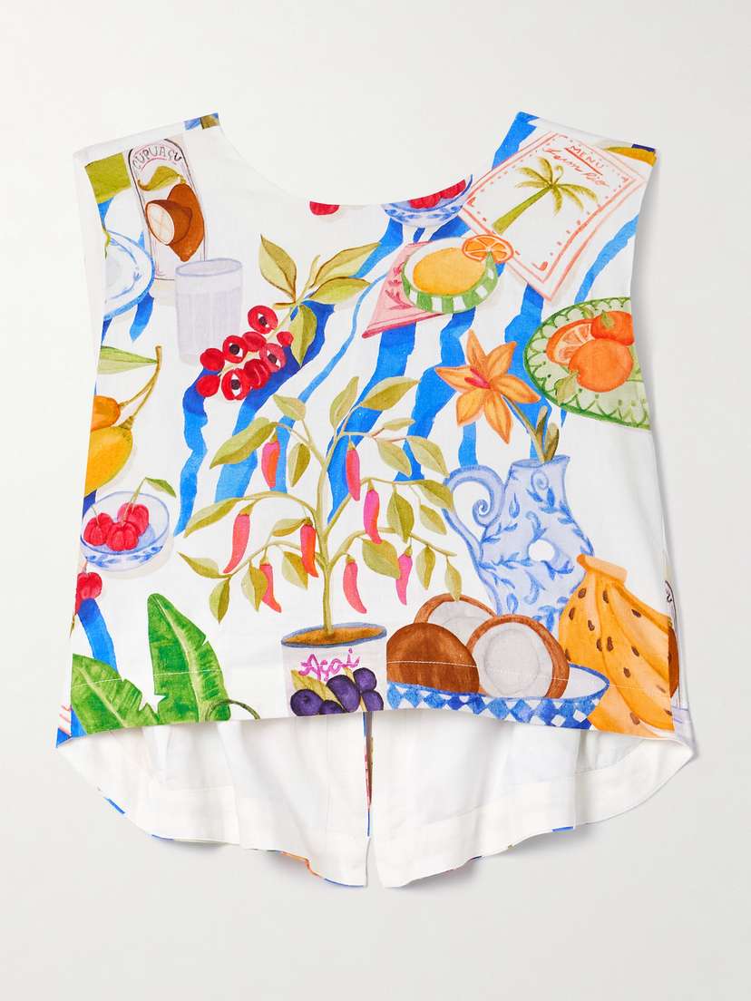 Укороченный топ из льняной смеси с принтом и открытой спиной Farm Rio, мультиколор
Укороченный топ из льняной смеси с принтом и открытой спиной Farm Rio, мультиколор