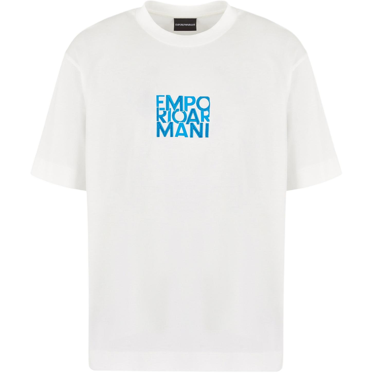Футболка из джерси с добавлением лиоцелла с вышивкой и принтом EMPORIO ARMANI, белая
Футболка из джерси с добавлением лиоцелла с вышивкой и принтом EMPORIO ARMANI, белая