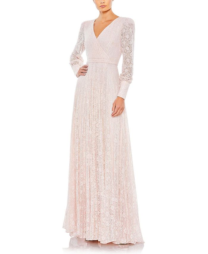 Бусированное кружевное платье с длинными рукавами и запахом Mac Duggal, розовый
Бусированное кружевное платье с длинными рукавами и запахом Mac Duggal, розовый
