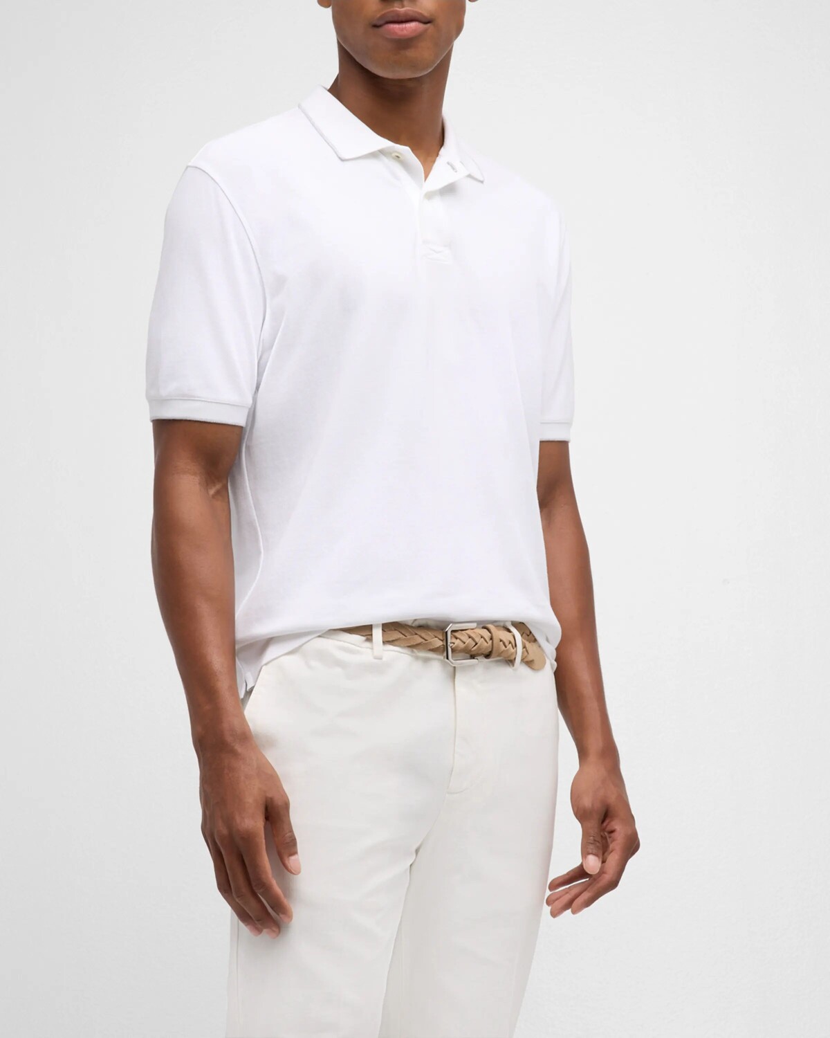 Мужская однотонная рубашка-поло из пике Brunello Cucinelli, цвет White
Мужская однотонная рубашка-поло из пике Brunello Cucinelli, цвет White