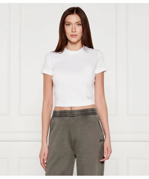 Базовая футболка Cropped fit Guess Jeans, белый 
Базовая футболка Cropped fit Guess Jeans, белый