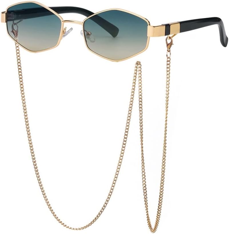 Модные ретро-солнцезащитные очки в форме шестиугольника с цепочкой для женщин. Уникальные многоугольные солнцезащитные очки для женщин в маленькой оправе MTZJH, Green Yellow
Модные ретро-солнцезащитные очки в форме шестиугольника с цепочкой для женщин. Уникальные многоугольные солнцезащитные очки для женщин в маленькой оправе MTZJH, Green Yellow