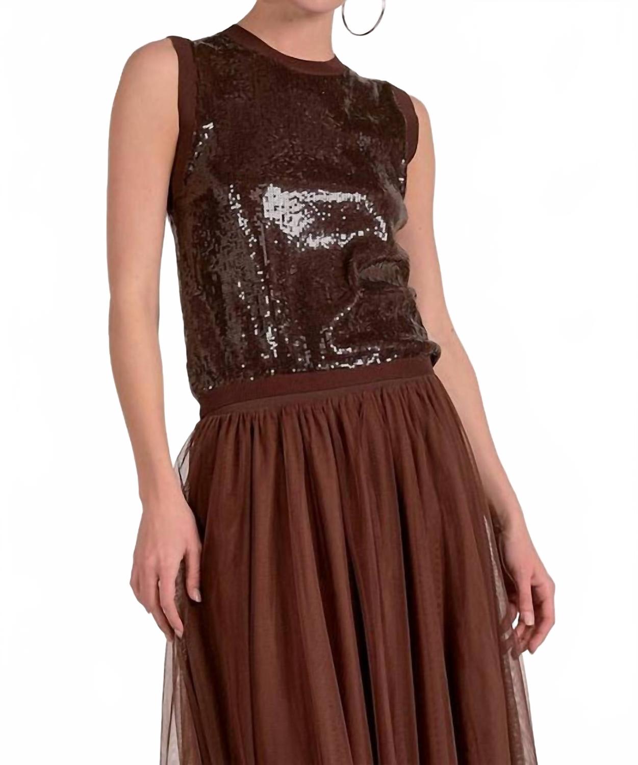 ELAN Майка Haven с пайетками, цвет темно-шоколадный
ELAN Майка Haven с пайетками, цвет темно-шоколадный