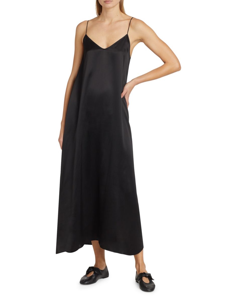 Платье макси из шелкового шармеза с V-образным вырезом ATM Anthony Thomas Melillo, черный
Платье макси из шелкового шармеза с V-образным вырезом ATM Anthony Thomas Melillo, черный