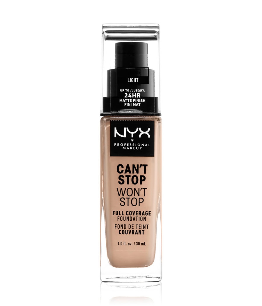 Жидкая основа NYX Professional Makeup Can't Stop Won't Stop 24-Hour Foundation, Nr. 05 - Light, 30 ml
Жидкая основа NYX Professional Makeup Can't Stop Won't Stop 24-Hour Foundation, Nr. 05 - Light, 30 ml