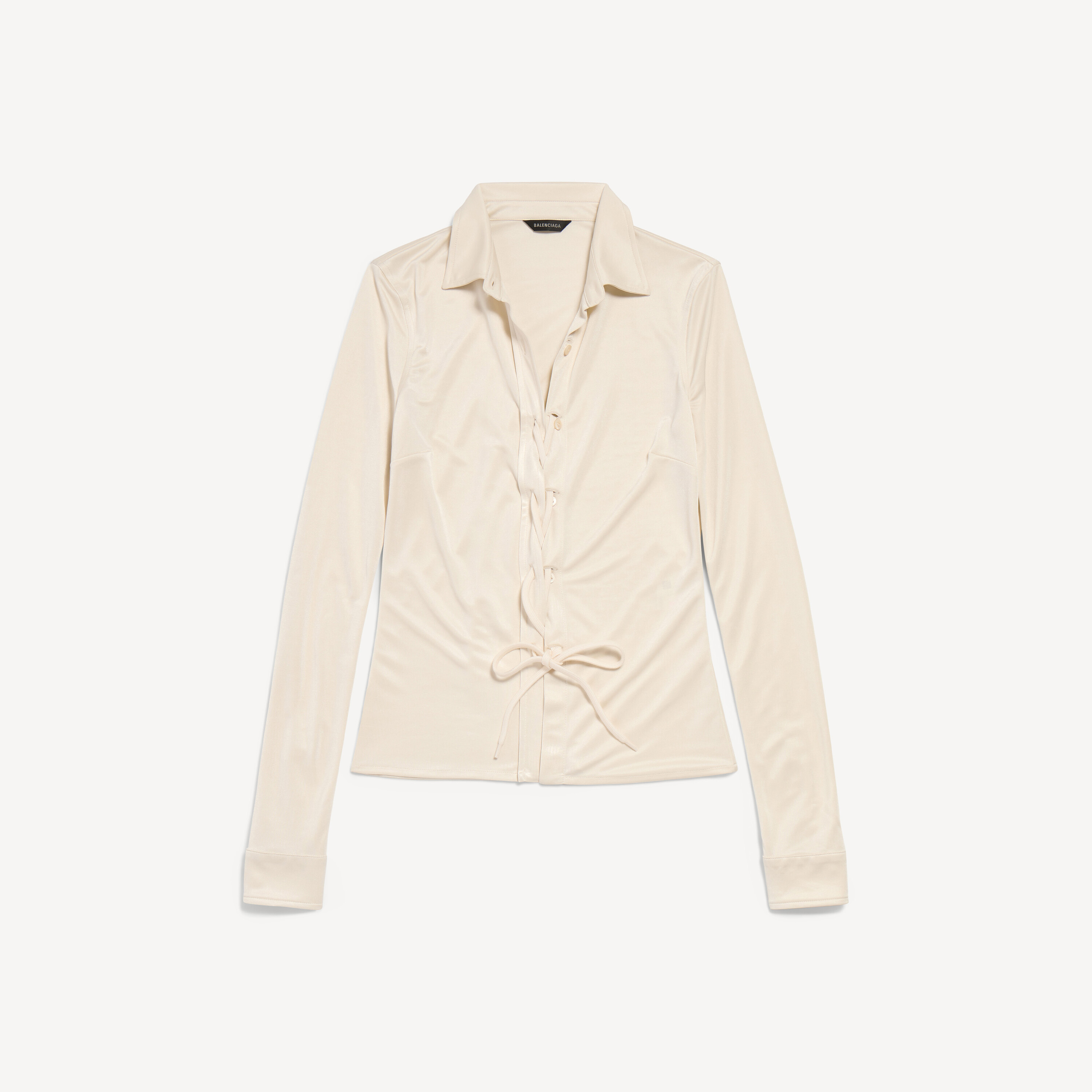 Женская рубашка на шнуровке цвета шампань-беж BALENCIAGA, бежевый
Женская рубашка на шнуровке цвета шампань-беж BALENCIAGA, бежевый