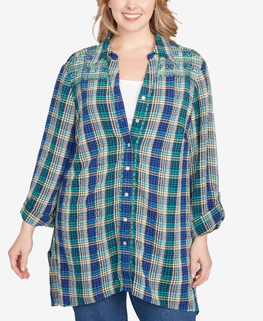 Рубашка в клетку большого размера с вышивкой и пуговицами Ruby Rd, Teal Multi
Рубашка в клетку большого размера с вышивкой и пуговицами Ruby Rd, Teal Multi
