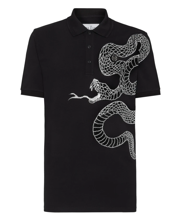 Приталенная рубашка-поло с принтом "змеиная кожа" Philipp Plein, черный
Приталенная рубашка-поло с принтом "змеиная кожа" Philipp Plein, черный