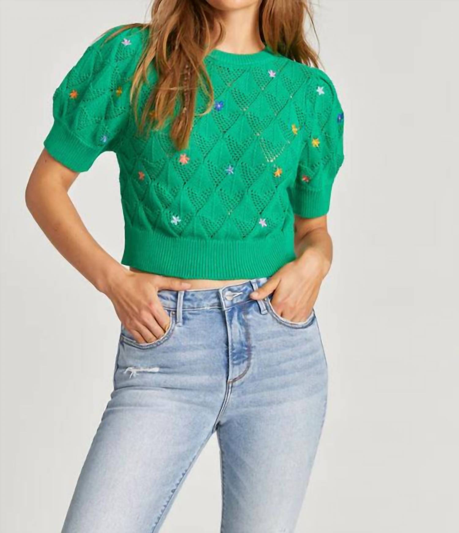 Зеленый вязаный свитер с цветочным узором DRIFTWOOD
Зеленый вязаный свитер с цветочным узором DRIFTWOOD