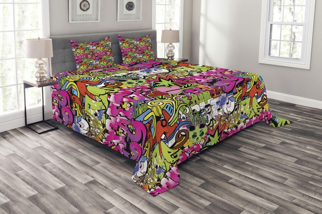 ABAKUHAUS Покрывало в стиле городского граффити, с пронзенным сердцем, комплект с наволочками, моющееся, для односпальных кроватей, 220 x 220 см, разноцветное
ABAKUHAUS Покрывало в стиле городского граффити, с пронзенным сердцем, комплект с наволочками, моющееся, для односпальных кроватей, 220 x 220 см, разноцветное