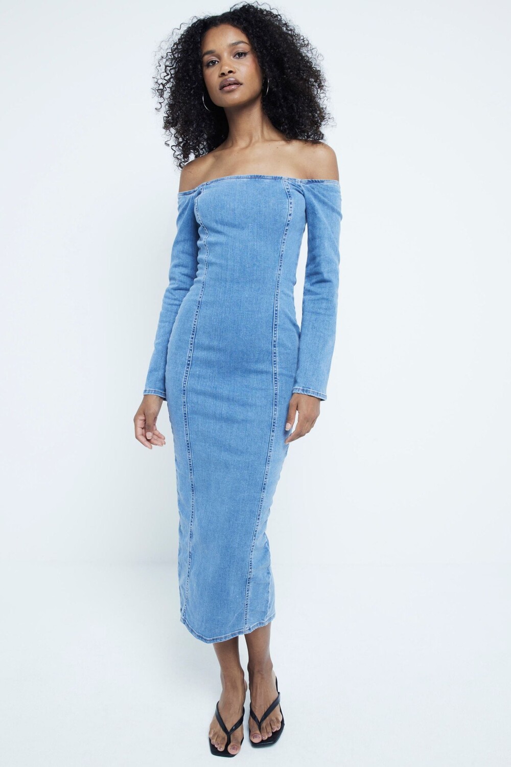 Джинсовое платье миди с вырезом «бардо» River Island, синий
Джинсовое платье миди с вырезом «бардо» River Island, синий