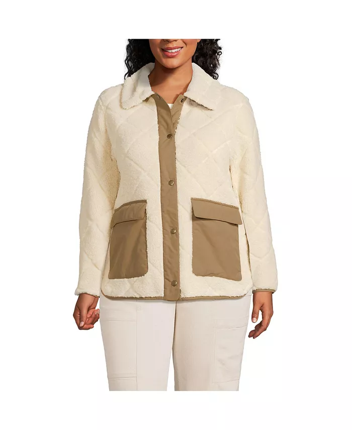 Стеганая флисовая куртка с высоким ворсом больших размеров Lands' End, белый
Стеганая флисовая куртка с высоким ворсом больших размеров Lands' End, белый