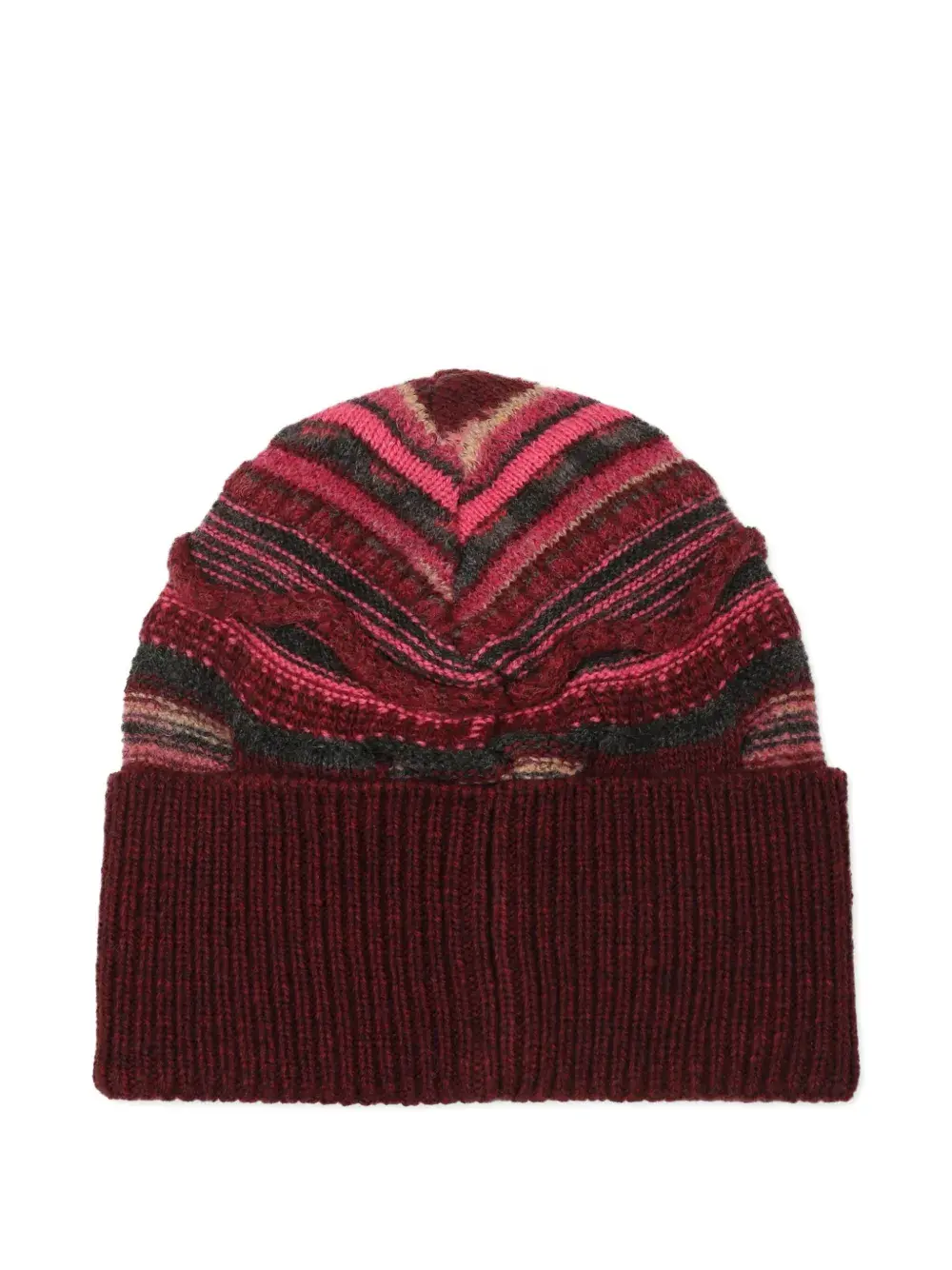 Полосатая шапка бини фактурной вязки Laneus, розовый
Полосатая шапка бини фактурной вязки Laneus, розовый