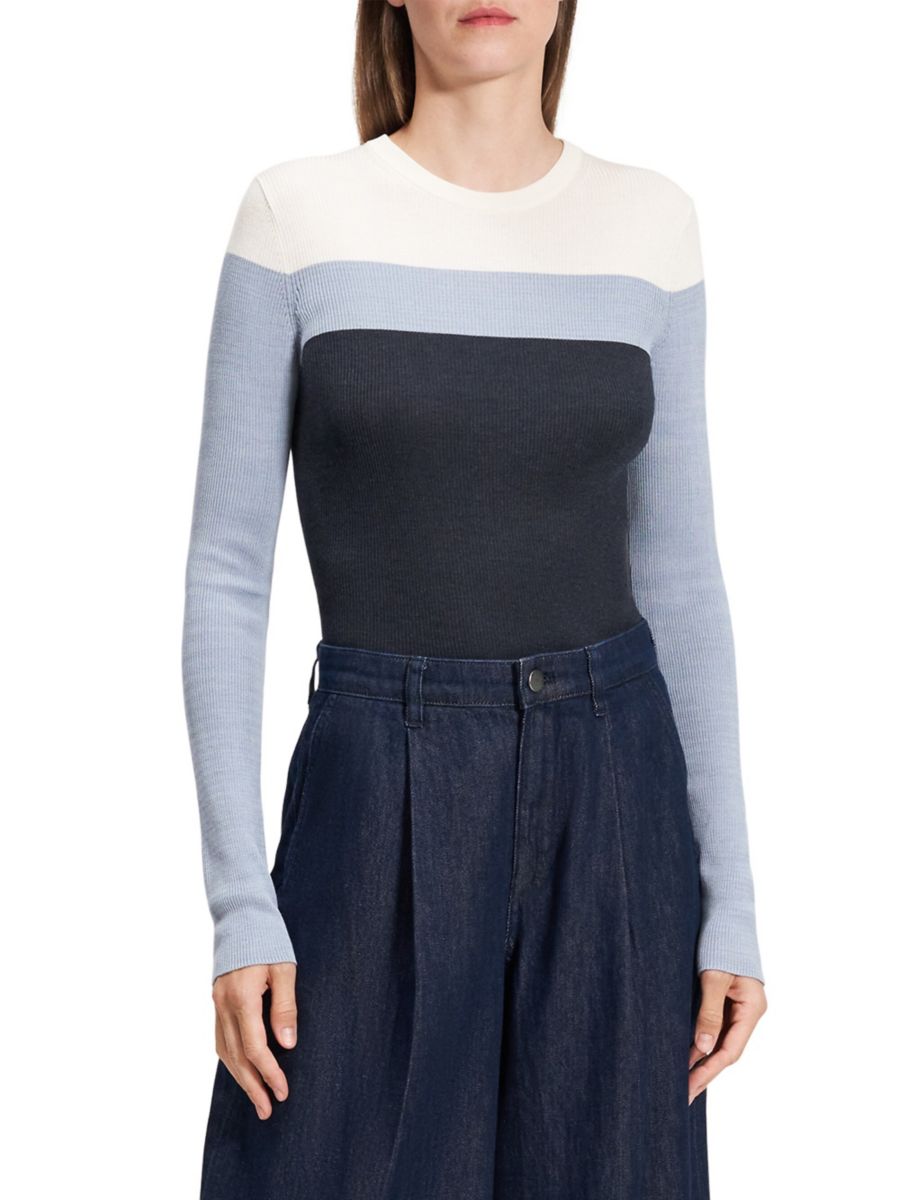 Полосатый трикотажный топ Mirzi в рубчик Theory, цвет Denim Melange Multi
Полосатый трикотажный топ Mirzi в рубчик Theory, цвет Denim Melange Multi