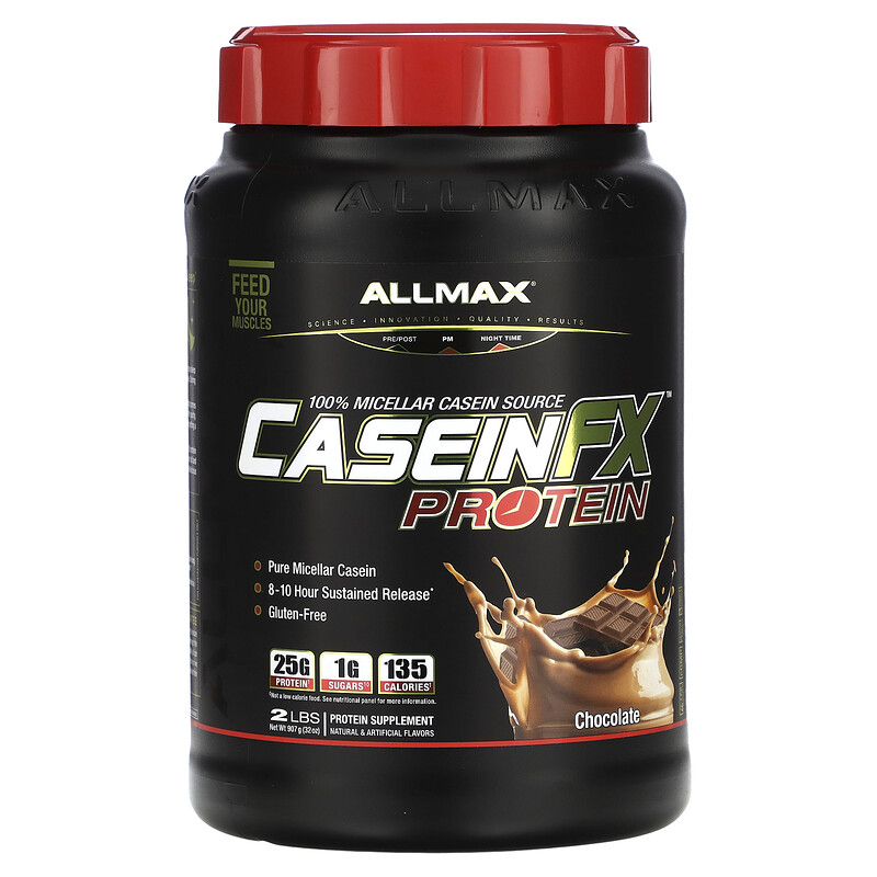 ALLMAX, CaseinFX, 100%-ный казеиновый мицеллярный протеин, шоколад, 2 фунта (907 г)
ALLMAX, CaseinFX, 100%-ный казеиновый мицеллярный протеин, шоколад, 2 фунта (907 г)