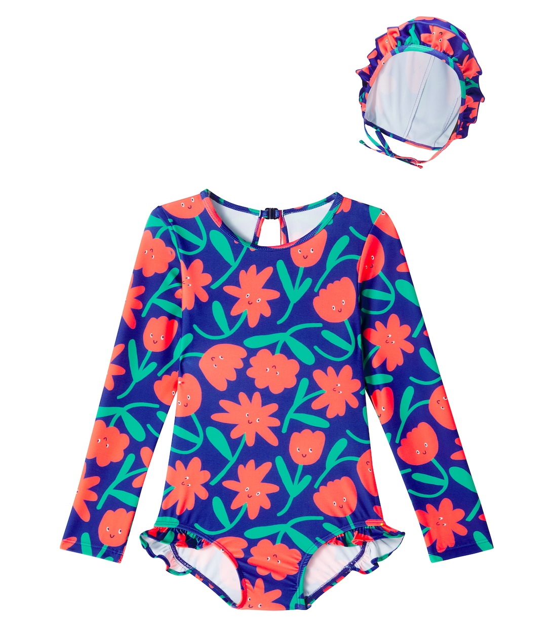 Купальник с рюшами и шапочка в цветочном принте Jellymallow, темно-синий
Купальник с рюшами и шапочка в цветочном принте Jellymallow, темно-синий
