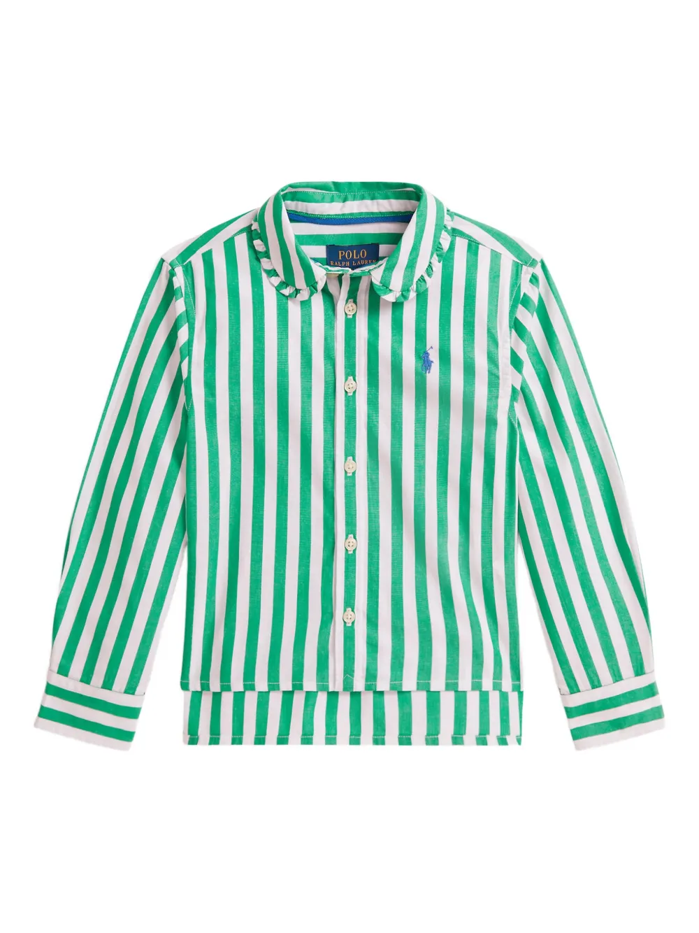 Полосатая рубашка с оборками Polo Ralph Lauren Kids, зеленый
Полосатая рубашка с оборками Polo Ralph Lauren Kids, зеленый