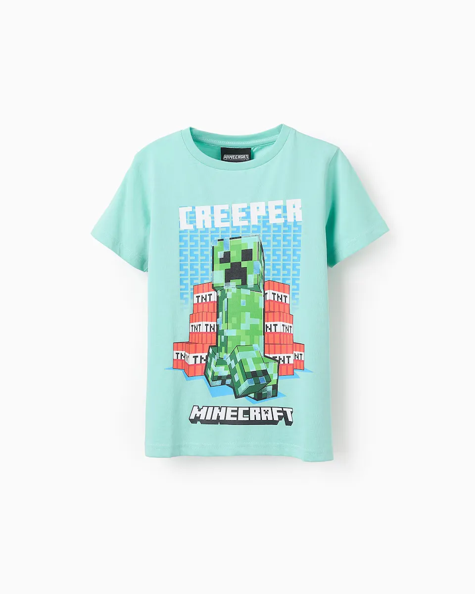 Футболка для мальчика из 100% хлопка с принтом Minecraft Zippy, светло-зеленый 
Футболка для мальчика из 100% хлопка с принтом Minecraft Zippy, светло-зеленый