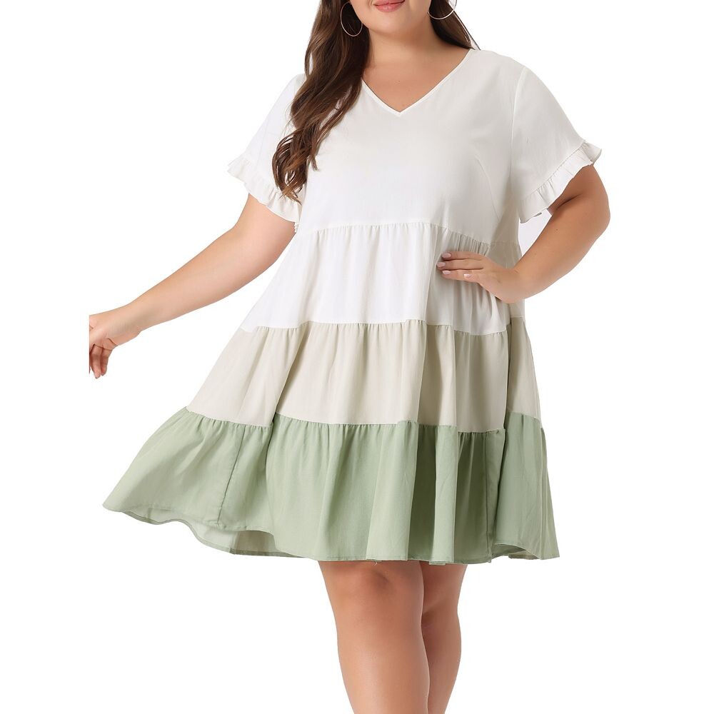 Женское свободное мини-платье в стиле бебидолл с рюшами и короткими рукавами больших размеров, с распашным подолом, из шамбре, с V-образным вырезом Agnes Orinda, зеленый
Женское свободное мини-платье в стиле бебидолл с рюшами и короткими рукавами больших размеров, с распашным подолом, из шамбре, с V-образным вырезом Agnes Orinda, зеленый