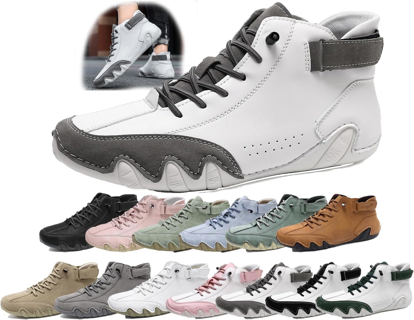 Мужские ортопедические замшевые ботинки высокого верха - ручная работа, водонепроницаемые, легкие, противоскользящие кроссовки для прогулок и вождения Generic, белый/серый
Мужские ортопедические замшевые ботинки высокого верха - ручная работа, водонепроницаемые, легкие, противоскользящие кроссовки для прогулок и вождения Generic, белый/серый