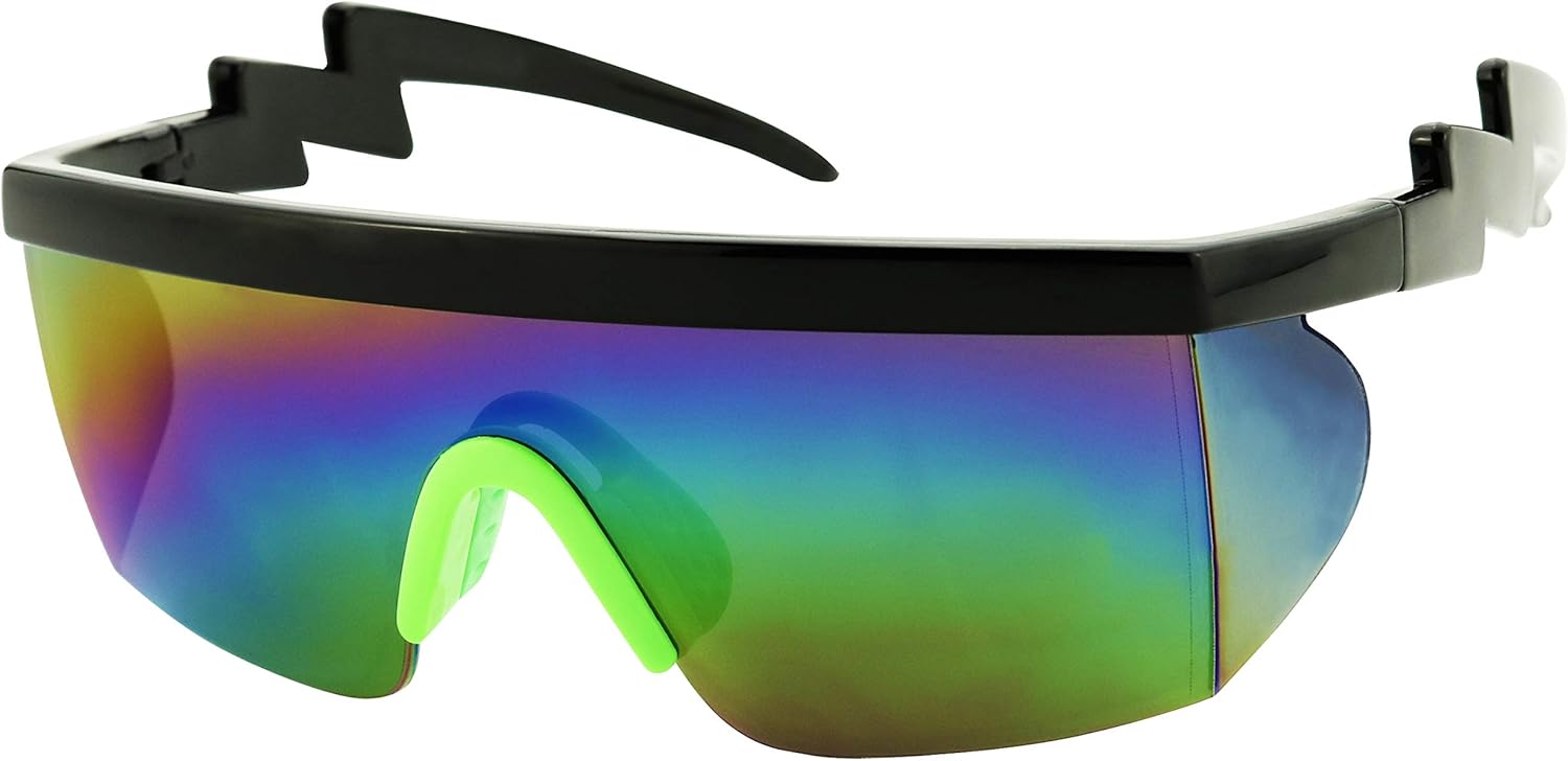 Солнцезащитные очки ShadyVEU полуободковые, неоновые, радужные, с зеркальными линзами и защитой от УФ-излучения, в стиле ретро 80-х, с изогнутыми дужками в виде зигзага, Black Frame W/ Green Nose Pad / Rainbow Mirrored Lens
Солнцезащитные очки ShadyVEU полуободковые, неоновые, радужные, с зеркальными линзами и защитой от УФ-излучения, в стиле ретро 80-х, с изогнутыми дужками в виде зигзага, Black Frame W/ Green Nose Pad / Rainbow Mirrored Lens