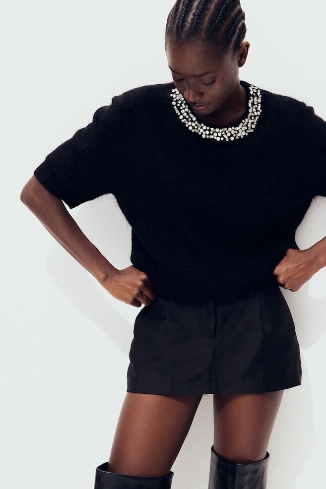 Рубашка из микса мохера с декором стразами H&M, черный
Рубашка из микса мохера с декором стразами H&M, черный