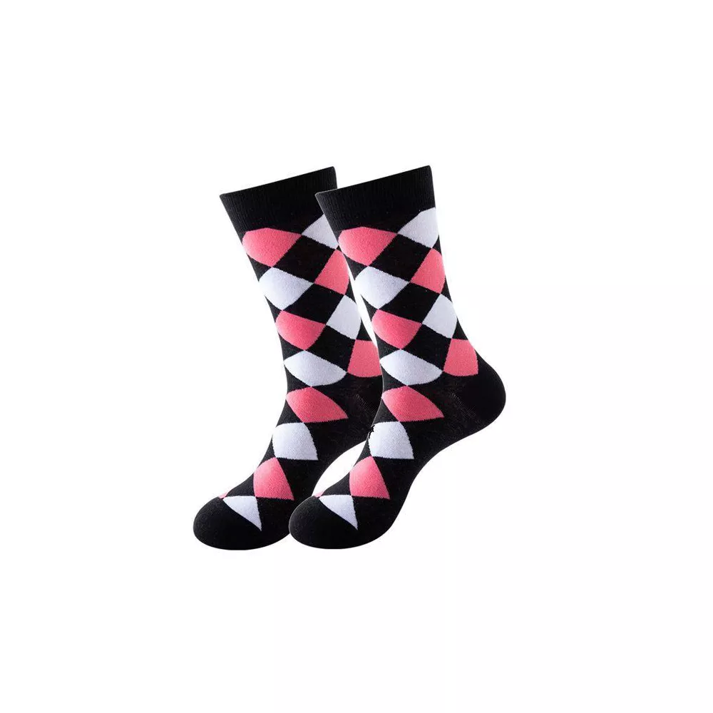 Носки с розовым и белым ромбовидным узором (женские размеры для взрослых, средние) от Sock Panda