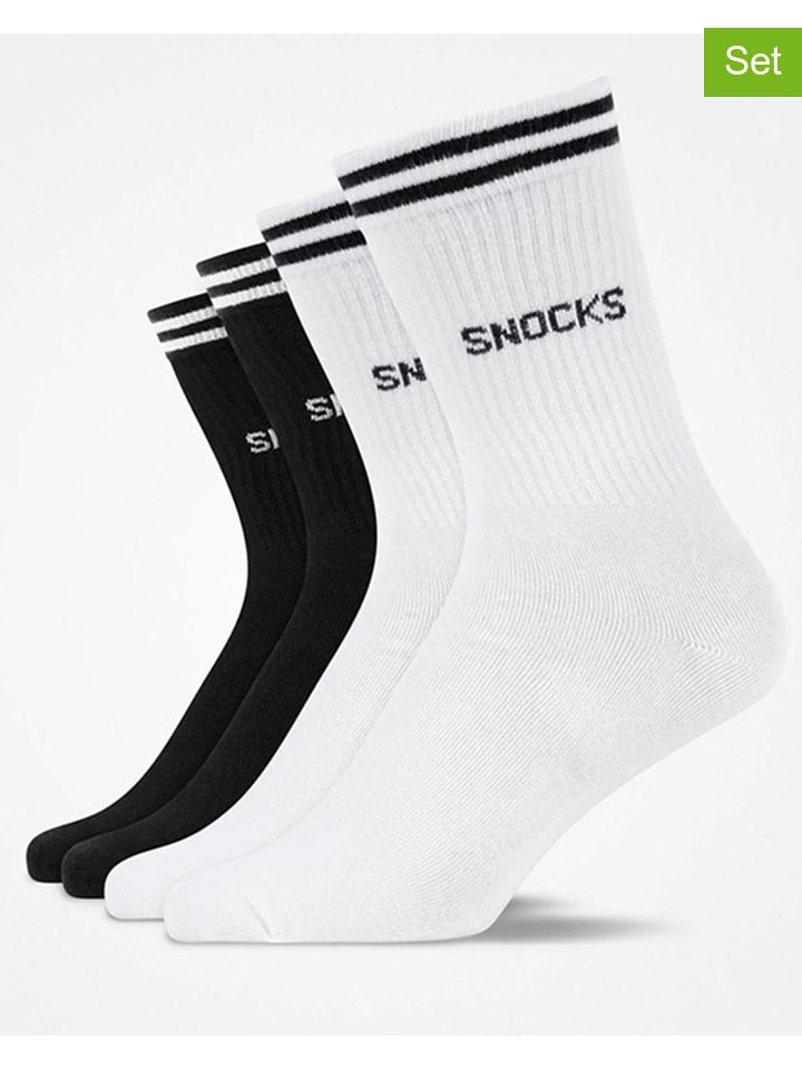 SNOCKS Набор из 4 пар носков бело-черного цвета
SNOCKS Набор из 4 пар носков бело-черного цвета