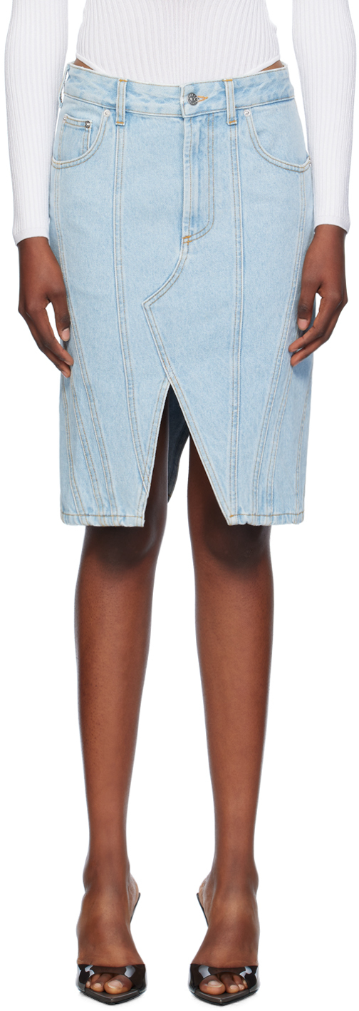 Синяя спиральная джинсовая юбка миди Mugler
Синяя спиральная джинсовая юбка миди Mugler