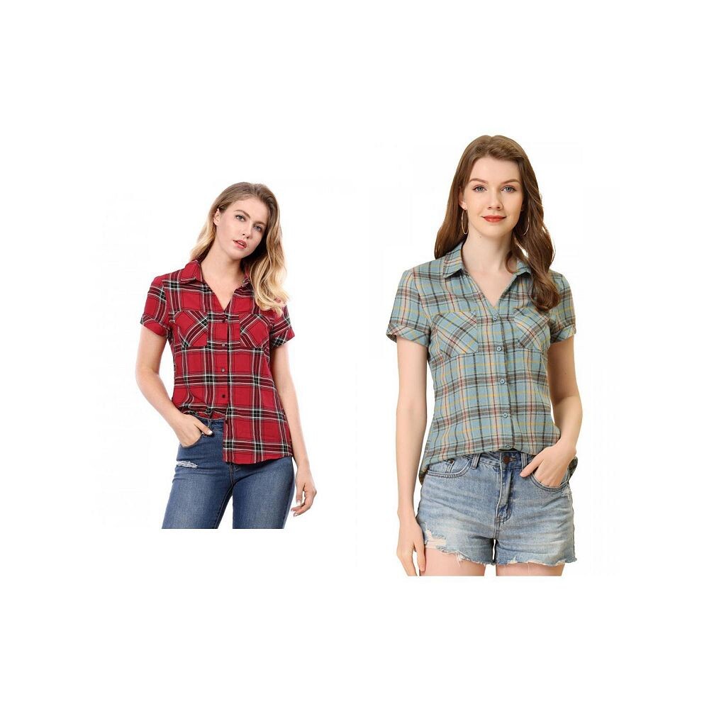 2 упаковки женских хлопковых рубашек в клетку с короткими рукавами и пуговицами спереди ALLEGRA K, цвет Red Grey Blue
2 упаковки женских хлопковых рубашек в клетку с короткими рукавами и пуговицами спереди ALLEGRA K, цвет Red Grey Blue