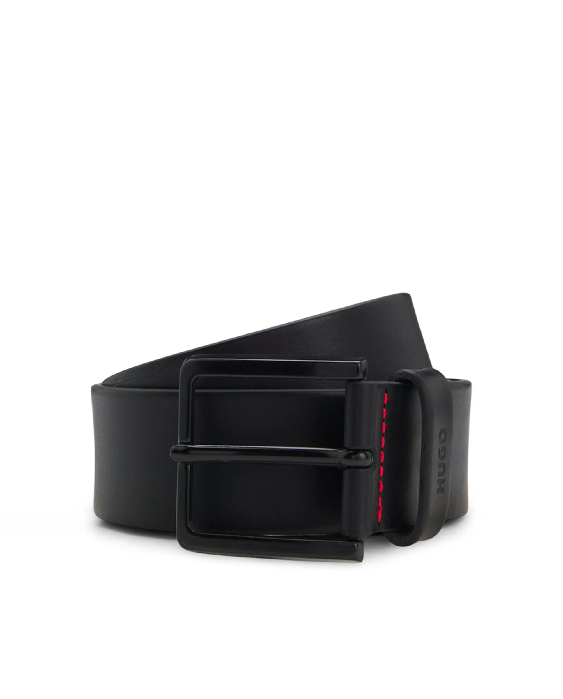 Итальянский кожаный ремень с тисненым логотипом на шлевке Hugo, черный
Итальянский кожаный ремень с тисненым логотипом на шлевке Hugo, черный