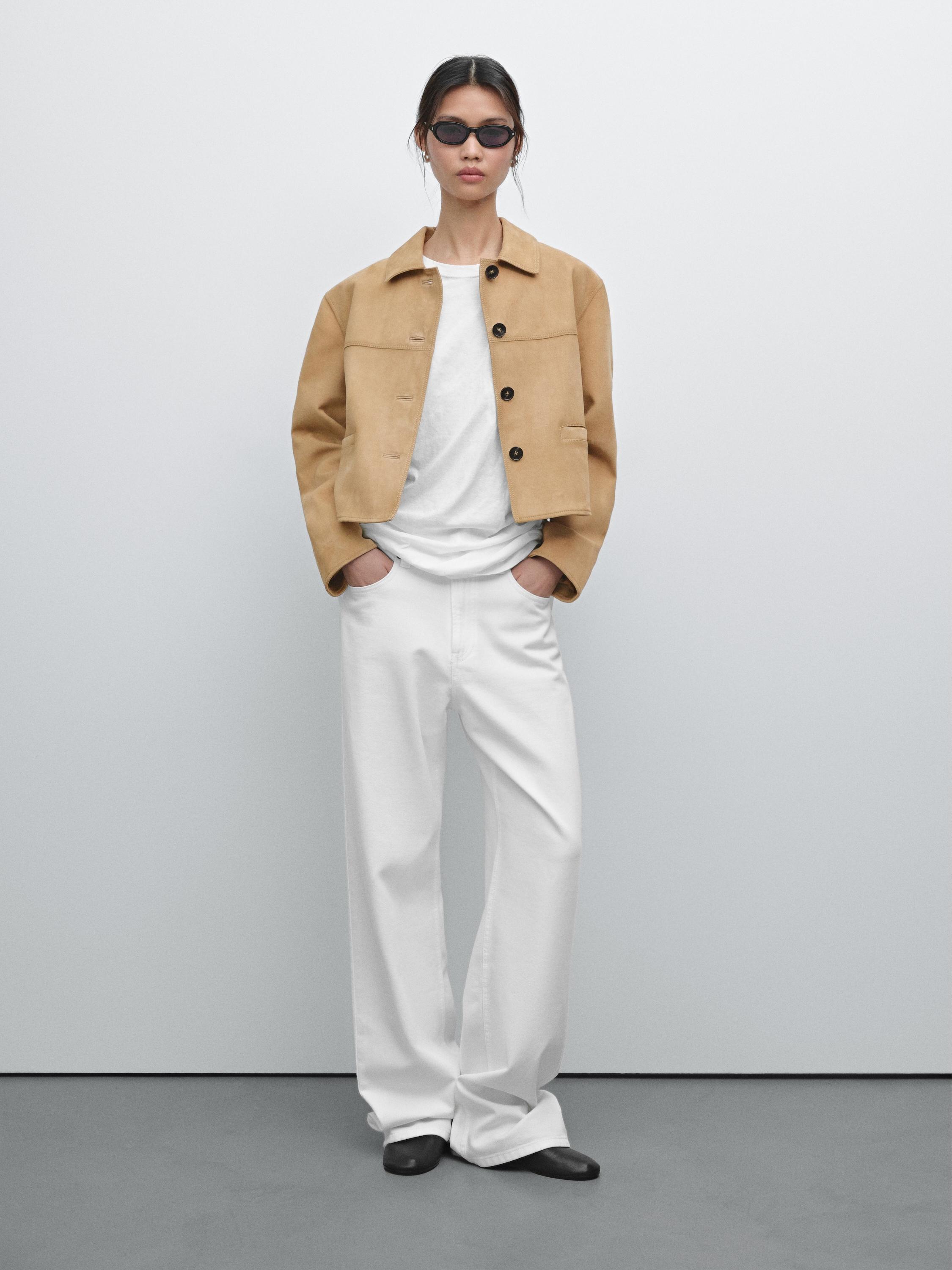 Короткая замшевая куртка с отстрочкой Massimo Dutti, песочный
Короткая замшевая куртка с отстрочкой Massimo Dutti, песочный