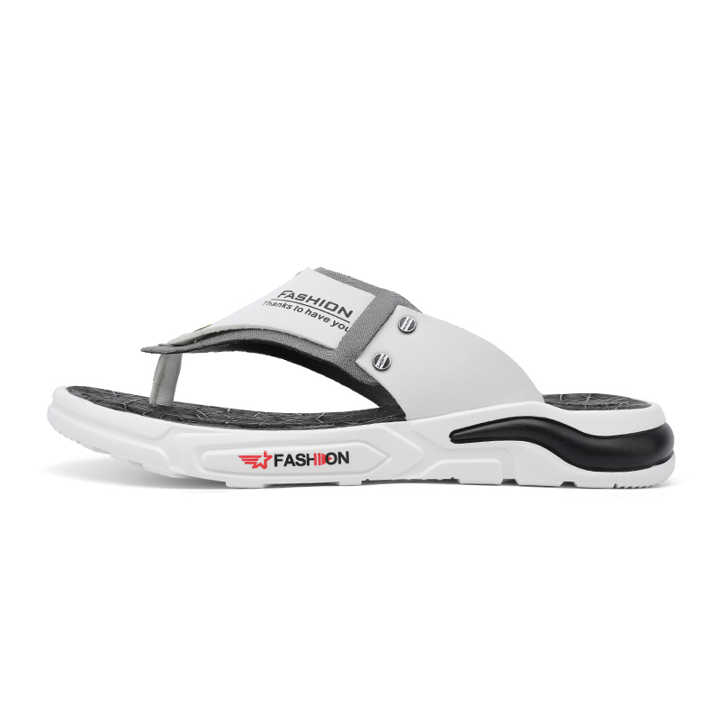 Bull charm Мужские шлепанцы с резиновой подошвой устойчивые к истиранию бело серые, цвет White Gray 
Bull charm Мужские шлепанцы с резиновой подошвой устойчивые к истиранию бело серые, цвет White Gray