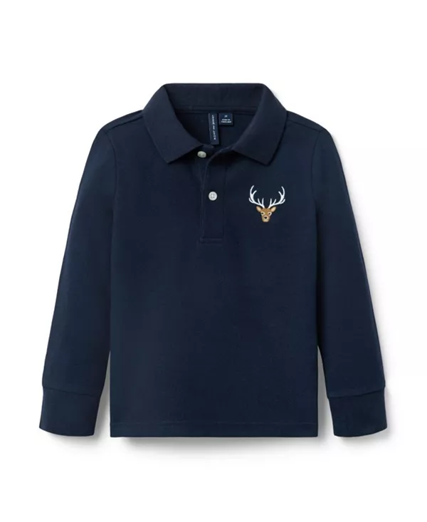 Поло унисекс с вышитым оленьим перламутровым узором Janie And Jack, синий
Поло унисекс с вышитым оленьим перламутровым узором Janie And Jack, синий