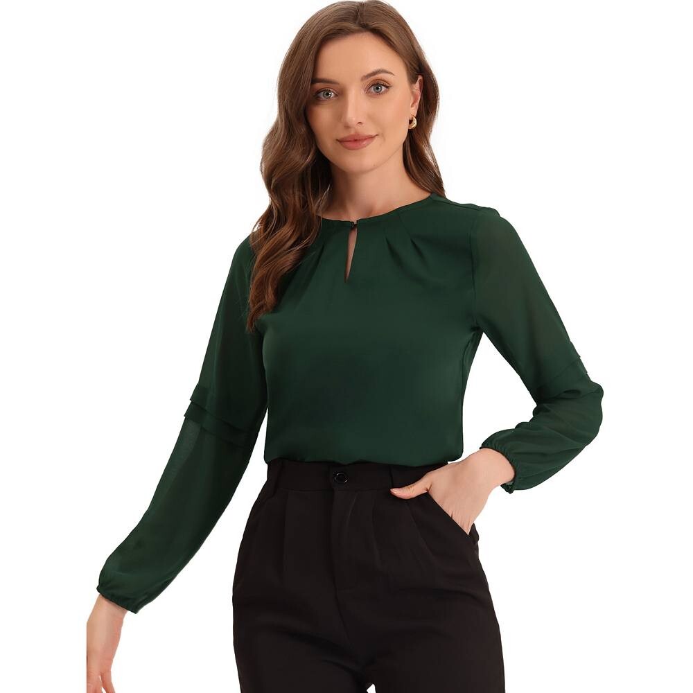 Женские рабочие топы, шифоновая рубашка, полупрозрачная элегантная блузка с вырезом под горло ALLEGRA K, цвет Army Green
Женские рабочие топы, шифоновая рубашка, полупрозрачная элегантная блузка с вырезом под горло ALLEGRA K, цвет Army Green