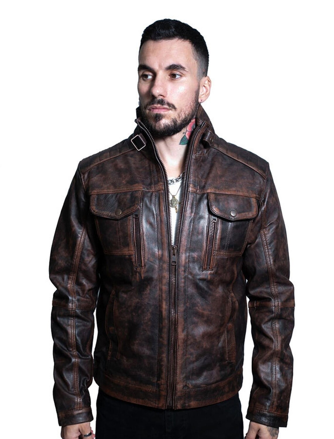 Винтажная кожаная байкерская куртка-Кейптаун Infinity Leather, коричневый
Винтажная кожаная байкерская куртка-Кейптаун Infinity Leather, коричневый