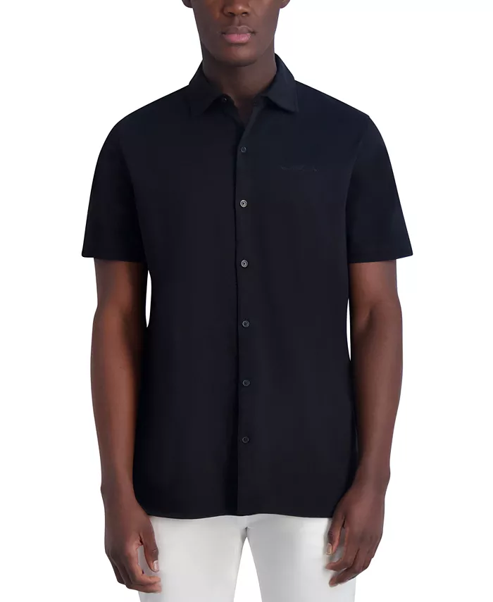 Мужская вязаная футболка с коротким рукавом и воротником на пуговицах KARL LAGERFELD PARIS, черный
Мужская вязаная футболка с коротким рукавом и воротником на пуговицах KARL LAGERFELD PARIS, черный