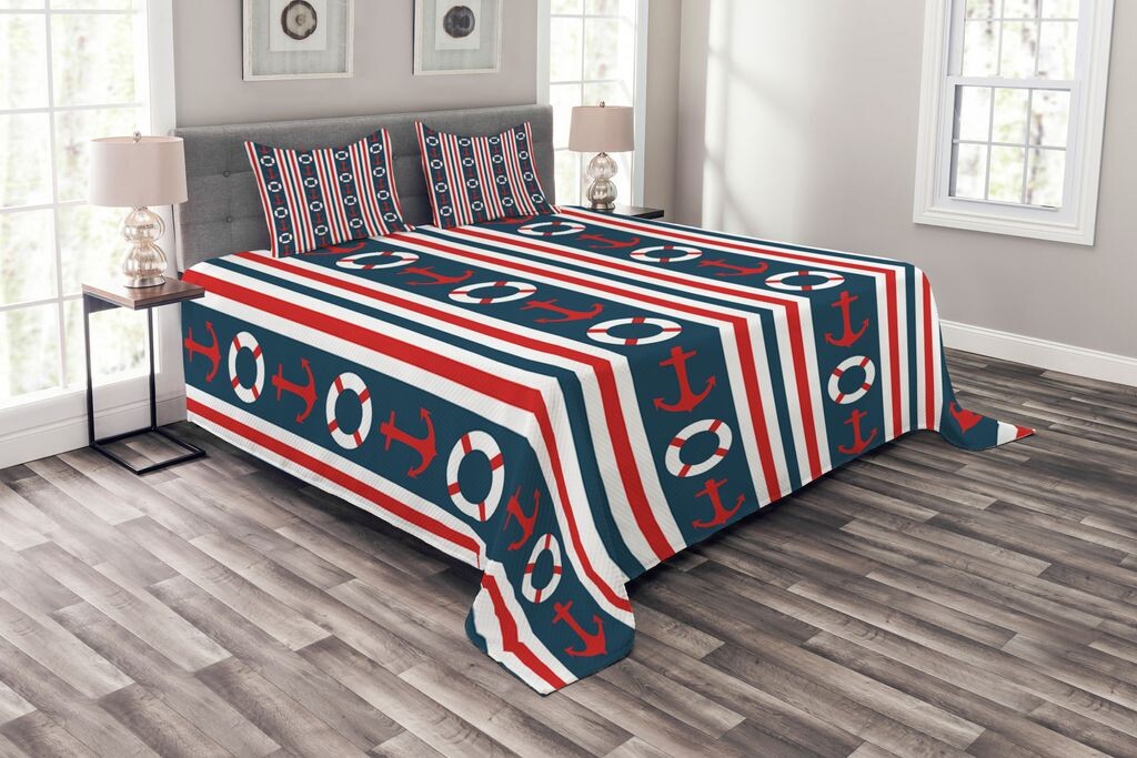 ABAKUHAUS Комплект покрывала в морском стиле, Stripes Maritime, комплект с моющимися наволочками, для односпальных кроватей 264 x 220 см, индиго красный белый
ABAKUHAUS Комплект покрывала в морском стиле, Stripes Maritime, комплект с моющимися наволочками, для односпальных кроватей 264 x 220 см, индиго красный белый
