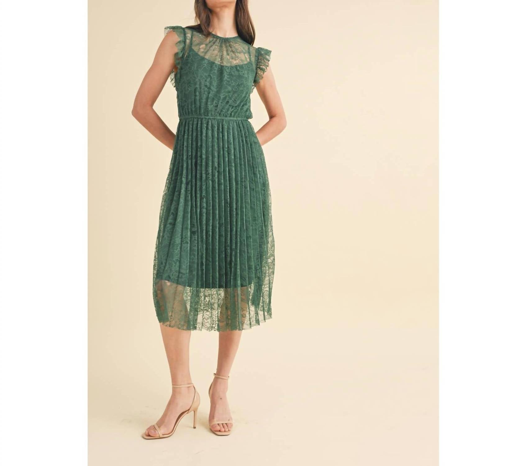 Finnley - Платье миди с кружевными вставками и плиссировкой в лесном оттенке WISHLIST, Forest
Finnley - Платье миди с кружевными вставками и плиссировкой в лесном оттенке WISHLIST, Forest