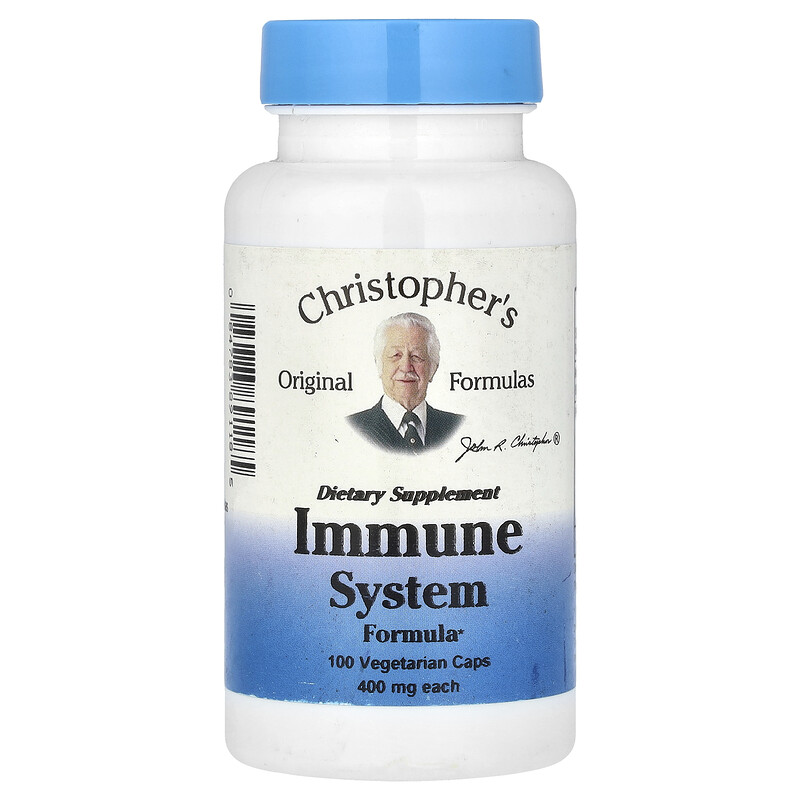 Christopher's Original Formulas, Формула для иммунной системы, 400 мг, 100 вегетарианских капсул (200 мг на капсулу)
Christopher's Original Formulas, Формула для иммунной системы, 400 мг, 100 вегетарианских капсул (200 мг на капсулу)