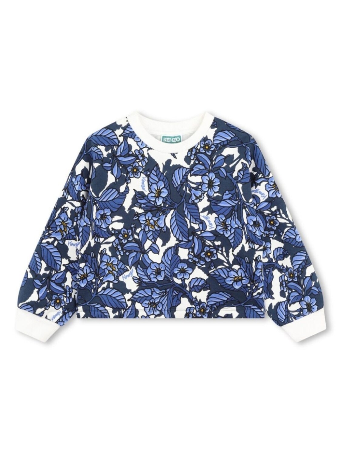 Kenzo Kids толстовка с контрастными вставками и цветочным принтом, синий