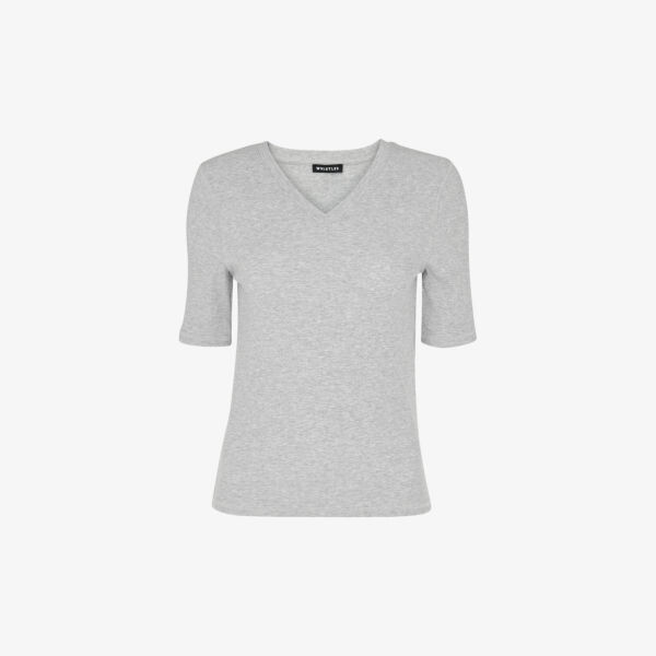Топ из эластичного трикотажа с V-образным вырезом и отделкой в рубчик Whistles, серый 
Топ из эластичного трикотажа с V-образным вырезом и отделкой в рубчик Whistles, серый