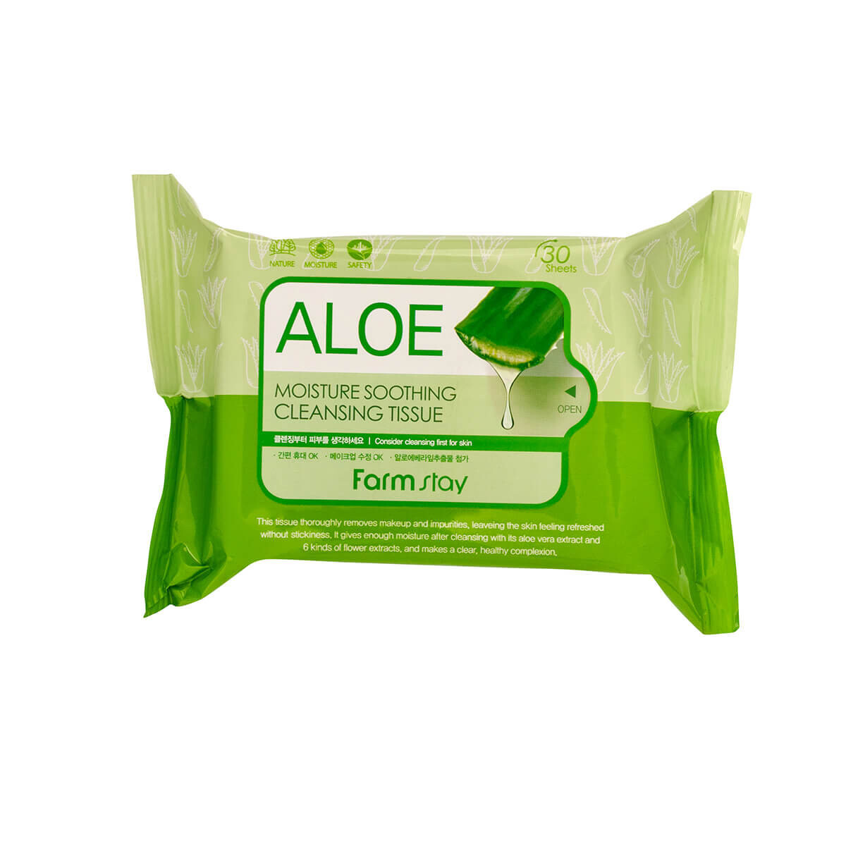 Farmstay Aloe, Салфетки для снятия макияжа с алоэ, 30 шт
Farmstay Aloe, Салфетки для снятия макияжа с алоэ, 30 шт