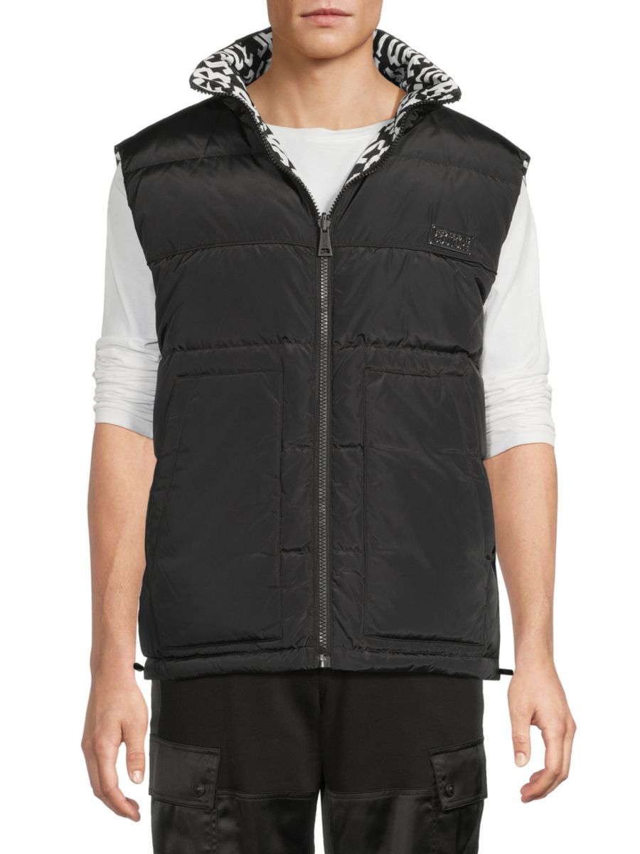 Двусторонний стеганый жилет с монограммным принтом Versace Jeans Couture, черный
Двусторонний стеганый жилет с монограммным принтом Versace Jeans Couture, черный