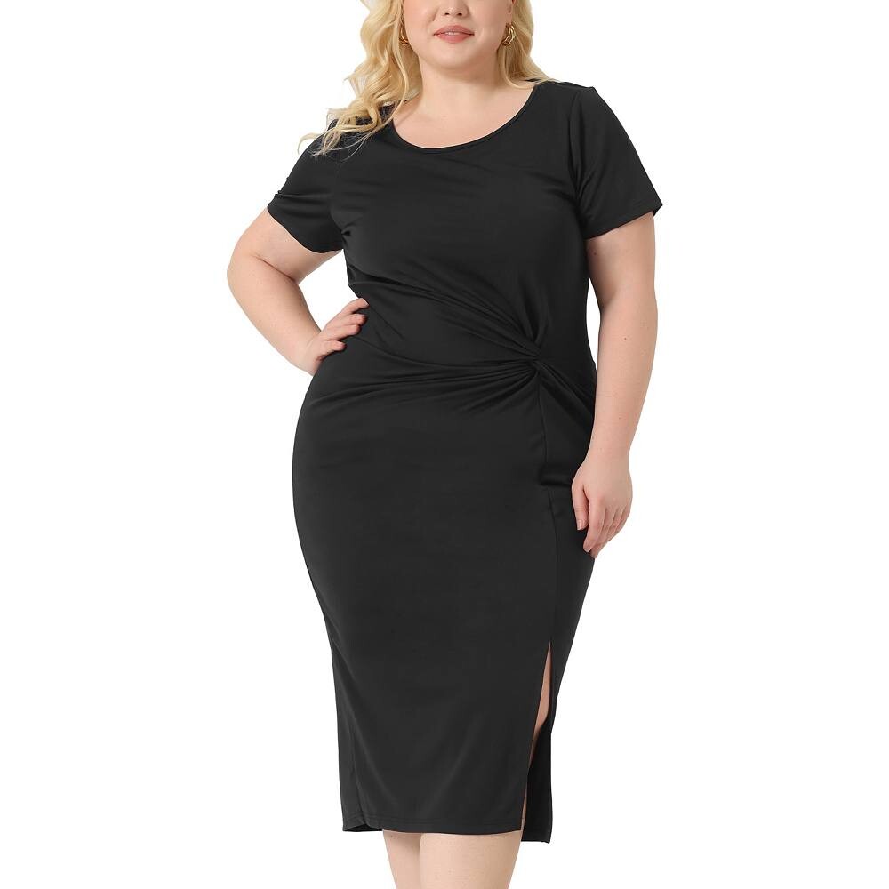 Платье больших размеров для женщин, платья с круглым вырезом и узлом спереди, с короткими рукавами и боковым разрезом Agnes Orinda, черный
Платье больших размеров для женщин, платья с круглым вырезом и узлом спереди, с короткими рукавами и боковым разрезом Agnes Orinda, черный