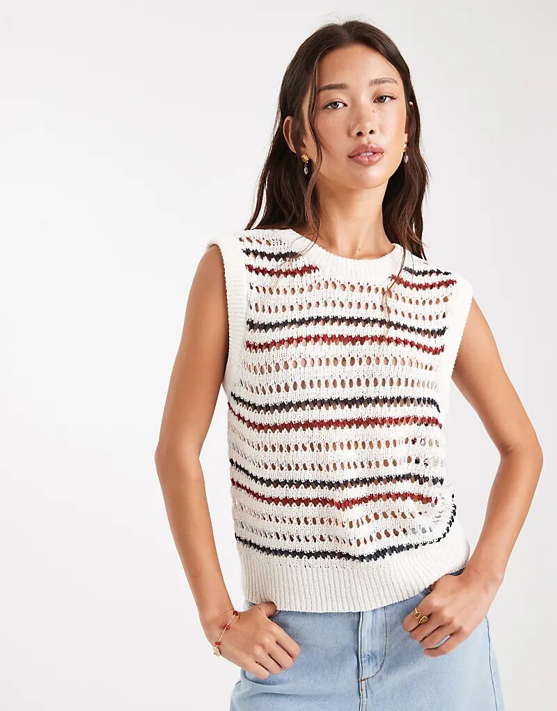 Жилет без рукавов, связанный крючком, многослойный, разноцветный
Жилет без рукавов, связанный крючком, многослойный, разноцветный