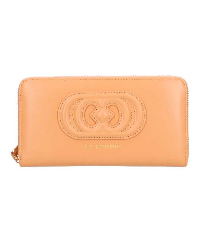 Большой кожаный кошелек с гигантским логотипом La Carrie, бежевый
Большой кожаный кошелек с гигантским логотипом La Carrie, бежевый
