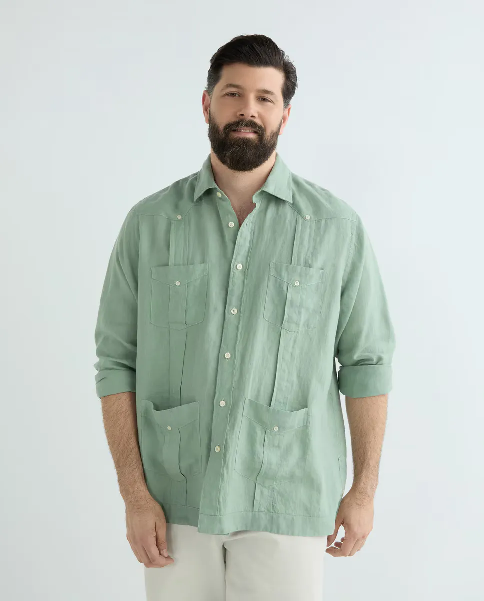 Гуаябера 100% однотонный лен с длинными рукавами, большие размеры Emidio Tucci, зеленый
Гуаябера 100% однотонный лен с длинными рукавами, большие размеры Emidio Tucci, зеленый